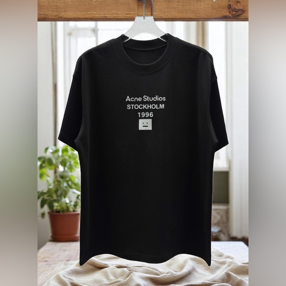 Acne Black Short Sleeve Tee Minimalist Design